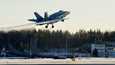 Suomen ilmavoimien F/A-18 Hornet Trident Juncture 18 -harjoituksen esittelytilaisuudessa Lapin lennostossa Rovaniemellä lokakuussa.