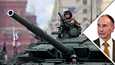 T-80BVM-panssarivaunu Venäjän Voitonpäivän paraatin harjoitukissa Moskovassa toukokussa 2021. Pääesikunnan entinen tiedustelupäällikkö Pekka Toveri pohtii panssarivaunumallin mahdollisia ongelmia Twitterissä.
