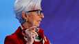 EKP:n pääjohtaja Christine Lagarde keskuspankin korkokokouksen jälkeisessä tiedotustilaisuudessa torstaina.