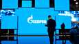 Gazpromin logo kaasuteollisuuden tapahtumassa Pietarissa syyskuussa 2022.