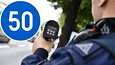 Poliisi voi määrätä alinopeudesta 100 euron liikennevirhemaksun uuden tieliikennelain voimaantulon jälkeen. Kuvassa uusi vähimmäisnopeus-liikennemerkki.