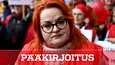 Tehyn puheenjohtaja Millariikka Rytkönen hoitajajärjestöjen mielenosoituksessa potilasturvallisuuslakia vastaan Helsingissä Kansalaistorilla.