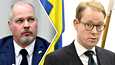 Ruotsin ulkoasiainvaliokunnan varapuheenjohtaja Morgan Johannsson (vas.) ryöpytti keskiviikkona ulkoministeri Tobias Billströmiä Suomen ja Ruotsin Nato-solmusta.