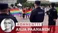 Venäjän sisäministeriön alaiset erikoisjoukot tarkkailivat LGBT-yhteisön Pride-kulkuetta elokuussa Pietarissa.