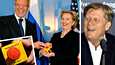 Hillary Clinton ojensi Sergei Lavroville maiden suhteiden reset-napin maaliskuussa 2009. Venäjäksi siinä luki kuitenkin ”ylikuormitus”. Michael McFaul (oik.) on ottanut sittemmin julkisesti vastuuta itselleen käännösvirheestä.