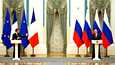 Ranskan presidentti Emmanuel Macron ja Venäjän presidentti Vladimir Putin keskustelivat Ukrainan kriisistä Moskovassa.