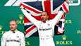 Valtteri Bottas pettyi Englannissa. Tallitoveri Lewis Hamilton tuuletti voittoa.