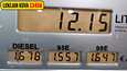 Polttoaineiden hinnat herättävät keskustelua. Kuvassa Vantaalla sijaitsevalta ABC Vaaralan huoltoasemalta otettu kuva, jossa maanantaiaamupäivän litrahinnat näkyvät.