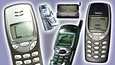 Nokian puhelimien eri malleja vuosien varrelta.
