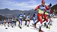 Miesten 50 kilometrin hiihto päättyi norjalaisjuhliin.
