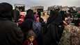 Isis-järjestöön kuuluneita naisia kuljetettiin lapsineen Baghozin alueelta Syyriasta al-Holin leiriin 23. helmikuuta.
