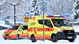 Ambulansseja Jorvin sairaalan alueella Espoossa 15. joulukuuta 2022.