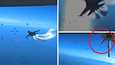 Videolla näkyy, kuinka venäläishävittäjä päästää polttoainetta ohittaessaan Yhdysvaltojen lennokin.