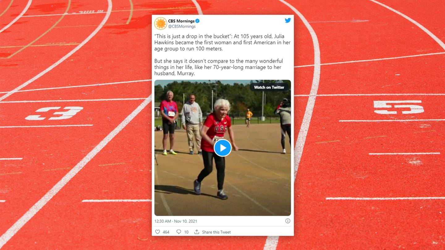 105-vuotias Julia Hawkins teki uuden ME:n sadan metrin juoksussa – tämä oli hänen aikansa