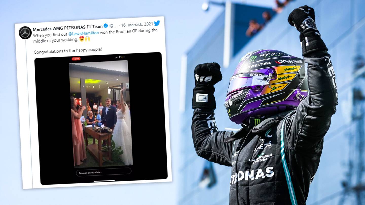 Video: Morsiamelta hillitön reaktio papin edessä! Pariskunta kuuli Lewis Hamiltonin F1-voitosta kesken vihkimisensä