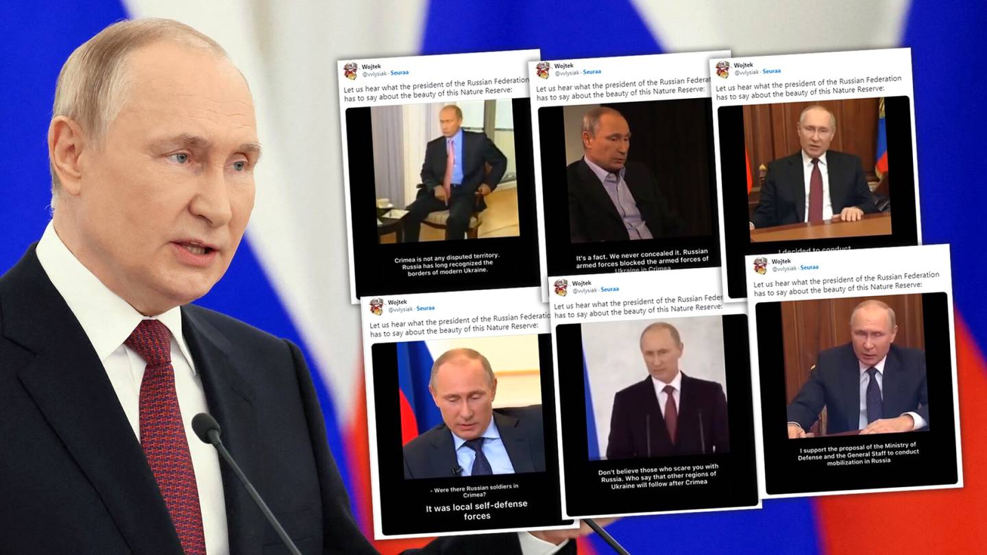 Somessa kiertävä video näyttää, kuinka rajusti Putinin puheet Ukrainasta ovat muuttuneet