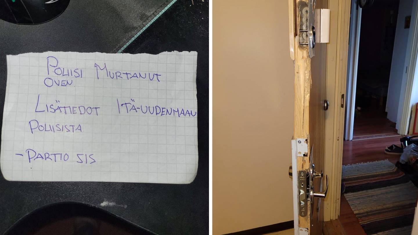 Poliisi teki koti­etsinnän väärään asuntoon Vantaalla – tämän viestin asukas löysi murretun oven takaa