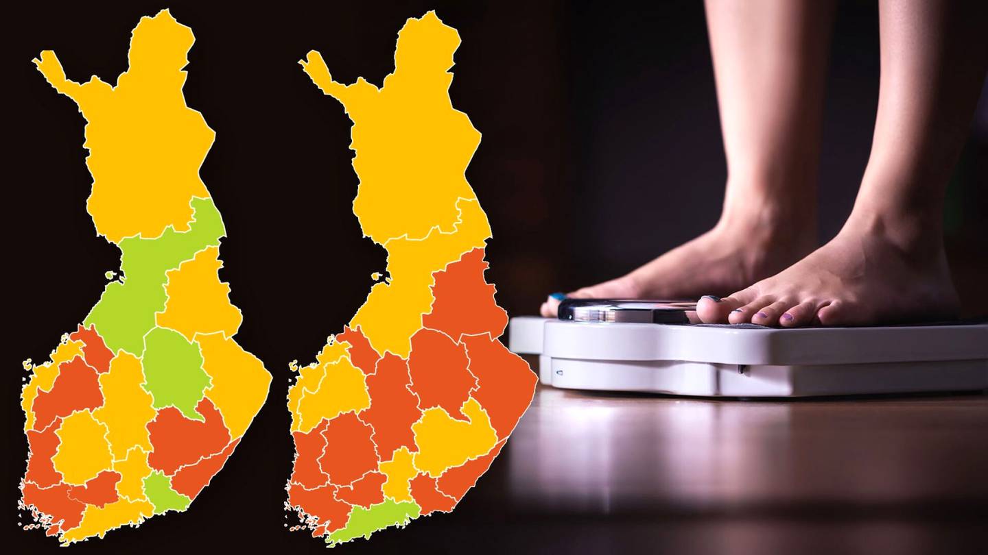 Näillä alueilla on eniten yli­painoisia – THL:n tuore kartta­palvelu piirtää sysi­mustaa kuvaa suomalaisten lihavuudesta: ”Olen erittäin huolissani”