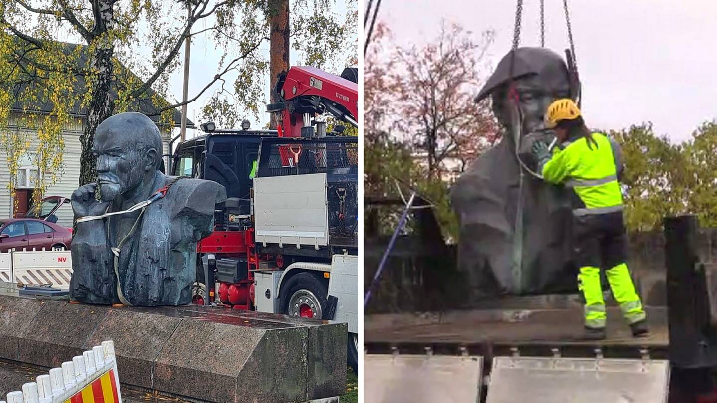 Suora lähetys: Suomen viimeinen suuri Lenin-patsas siirretään Kotkassa