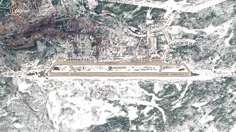 Olenja Air Base in a satellite image on May 7, 2023.