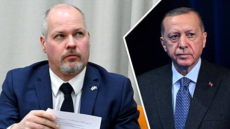 Turkin presidentti Recep Tayyip Erdoganin (oik.) mukaan Turkki on sopinut Ruotsin kanssa 73:n ”terroristin” luovutuksesta. Vasemmalla Ruotsin oikeusministeri Morgan Johansson.