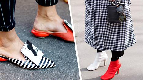 Helppo trendikikka syksyyn: pue jalkaan eri väriset kengät.