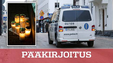 Poliisi partioi Oulussa sunnuntaina 13. tammikuuta. Lauantaina oululaisen kauppakeskus Valkean eteen oli tuotu kynttilöitä ja voimantoivotuksia seksuaalirikosten uhreille ja heidän perheilleen.