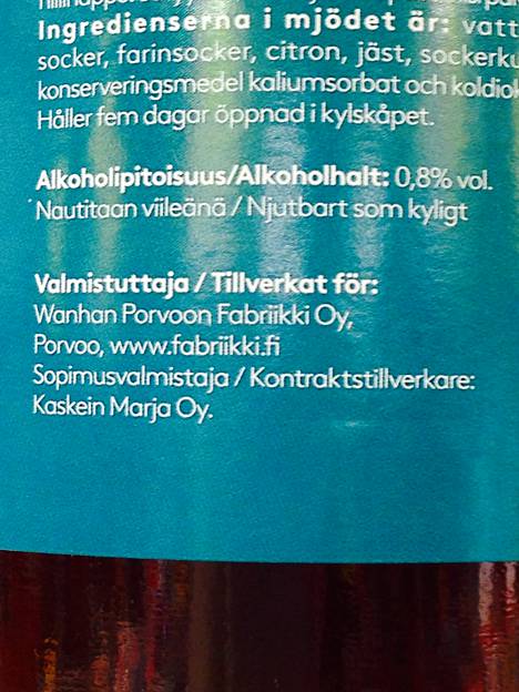 Porvoon Fabriikin valmistamassa simassa alkoholipitoisuus on 0,8 %.