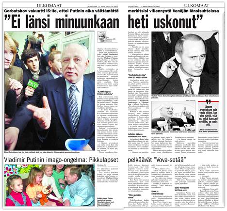 Mihail Gorbatshovin kommentit Vladimir Putinista ilmestyivät 11.3.2000 Ilta-Sanomien paperilehdessä.