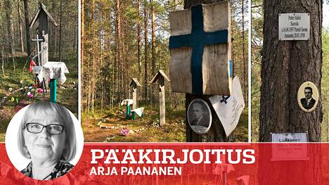 Karhumäen lähelle Venäjän Karjalan Sandarmohiin on haudattu myös noin 800 Josif Stalinin vainoissa teloitettua suomalaista. Hiekkakankaan puihin on ripustettu pieniä muistomerkkejä, kuvia ja tekstejä eri kansojen edustajille, suomalaiset mukaan lukien.