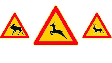 Hirvistä ja poroista varoittavan liikennemerkin lisäksi teiden varsille  tuli uusi eläinvaroitus - Autot - Ilta-Sanomat