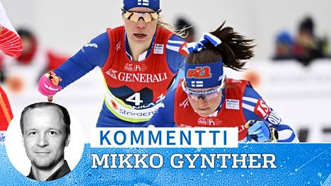 Jasmi Joensuu ja Krista Pärmäkoski yrittivät pysyä mitalikamppailussa mukana parisprintin finaalissa.
