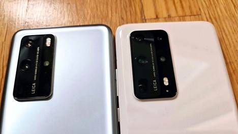 Huawei P40 Pro+ (oikealla) eroaa yleisemmästä P40 Prosta siten, että siinä on yksi telelinssi enemmän. Eroa on vain kuvia zoomilla otettaessa.
