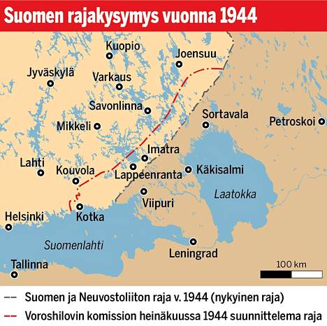Marsalkka Voroshilovin komitea suunnitteli rajaa, joka olisi vienyt Suomelta Kotkan, Lappeenrannan ja Imatran. Suunnitelma ei saanut Stalinin siunausta.