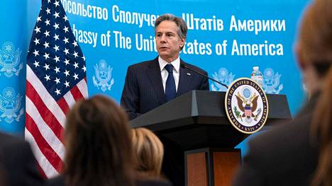 Yhdysvaltain ulkoministeri Antony Blinken vieraili Yhdysvaltain suurlähetystössä Kiovassa keskiviikkona.