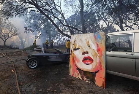 Suuri maalaus oli saatu pelastettua liekkien armoilta Bel Airin naapurustossa keskiviikkona.