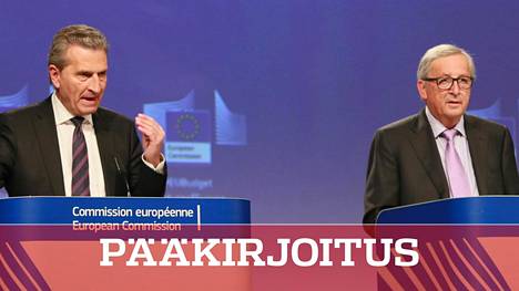 Günther Oettinger ja Jean-Claude Juncker esittelivät EU:n pitkäaikaista rahoituskehystä keskiviikkona Brysselissä.