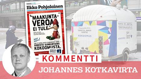 Kokoomuksen Pohjanmaan osasto löi perjantain löylyä aluevaalikisaan Ilkka-Pohjalainen -lehden etusivulle ostetussa mainoksessa.