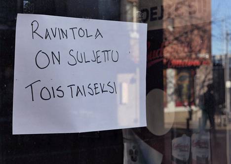 Suomessa ravintolat on määrätty suljettaviksi jotta koronavirus ei leviäisi.