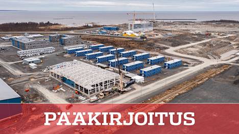 Hanhikiven ydinvoimalaitoksen rakennustyömaa Pyhäjoella marraskuussa 2021.
