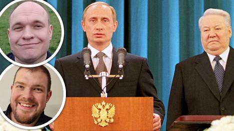 Anton Nikolenko (ylhäällä vasemmalla) ja Mihail Ionin (alhaalla vasemmalla) muistelevat tuoreessa Venäjä-podin jaksossa Venäjän 1990-lukua, jossa vaikutti isosti Boris Jeltsin sekä vasta tuloillaan oleva Vladimir Putin.