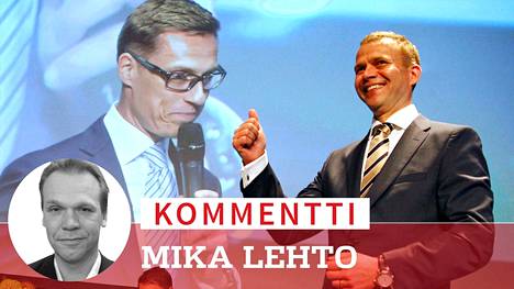 Kokoomuksen uusi puheenjohtaja Petteri Orpo kuunteli lavalla, kun väistyvä puheenjohtaja Alexander Stubb hyvästeli joukkonsa.