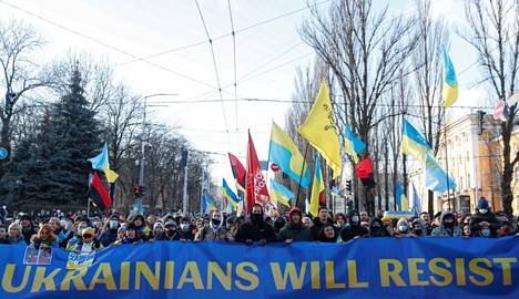 Ukrainassa marssittiin lauantaina.