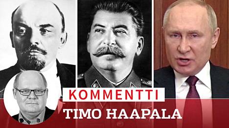 Vasemmalta oikealle: Lenin, Stalin, Putin. Nimilista on myös symbolisesti kuvaava.