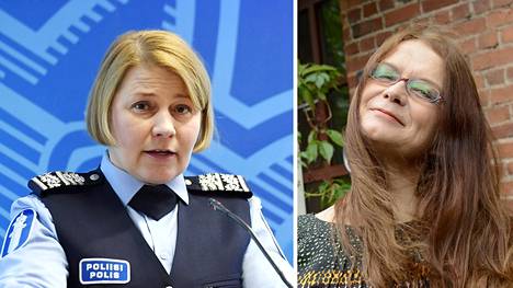 Poliisijohtaja Sanna Heikinheimon (vas.) sekä Stop Deportationsin tiedottaja Outi Popp.