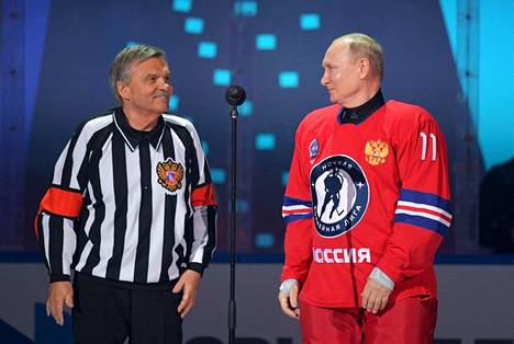 Rene Fasel ja Vladimir Putin Sotshissa vuonna 2021. 