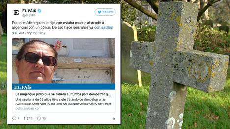 Sevillalainen Juana Escuedero on joutunut täyskaimansa kuoleman vuoksi omituisiin ongelmiin. Kuva hautausmaalta on kuvituskuva.