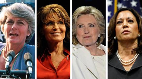 Geraldine Ferraro, Sarah Palin, Hillary Clinton ja Kamala Harris. Vain neljä naista on koskaan ollut mukana Yhdysvaltain presidenttikisassa.