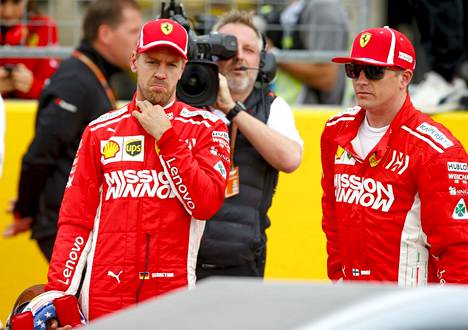 Kimi Räikkönen (oik.) ja Sebastian Vettel Austinissa 2018.