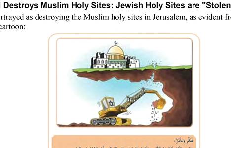 Raportin mukaan palestiinalaisessa yhteiskuntaopin kirjassa esitetään Israel muslimien pyhien paikkojen tuhoajana.